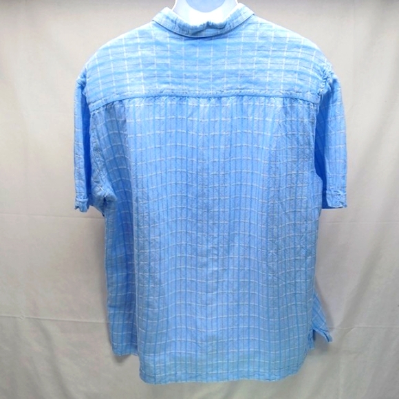 Cubavera XL Casual Button Down Shirt Linen/ Rayon Blue Men's Short Sleeve....... - Picture 2 of 10